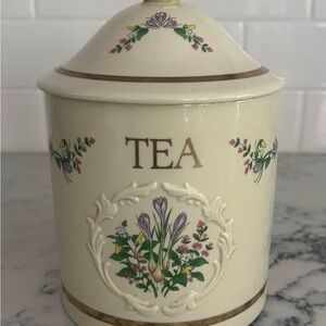 Lenox Cream Floral Tea Canister